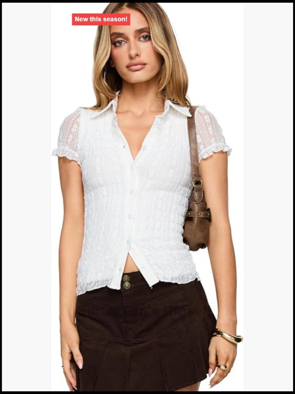White Cotton Button Up Top with Cap Sleeves